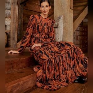 FARM Rio | $330 Giraffe Print Puff Sleeve Maxi Dress